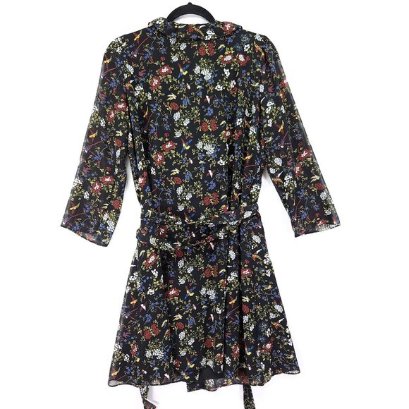Madewell Ruffled Wrap Dress Size Medium Sheer-Sleeve in Finch Floral - Picture 3 of 16
